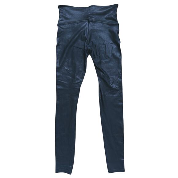 Spanx Vegan Leather Full Length Leggings Black Medium Quiet Luxury Edgy Glam - Picture 2 of 5